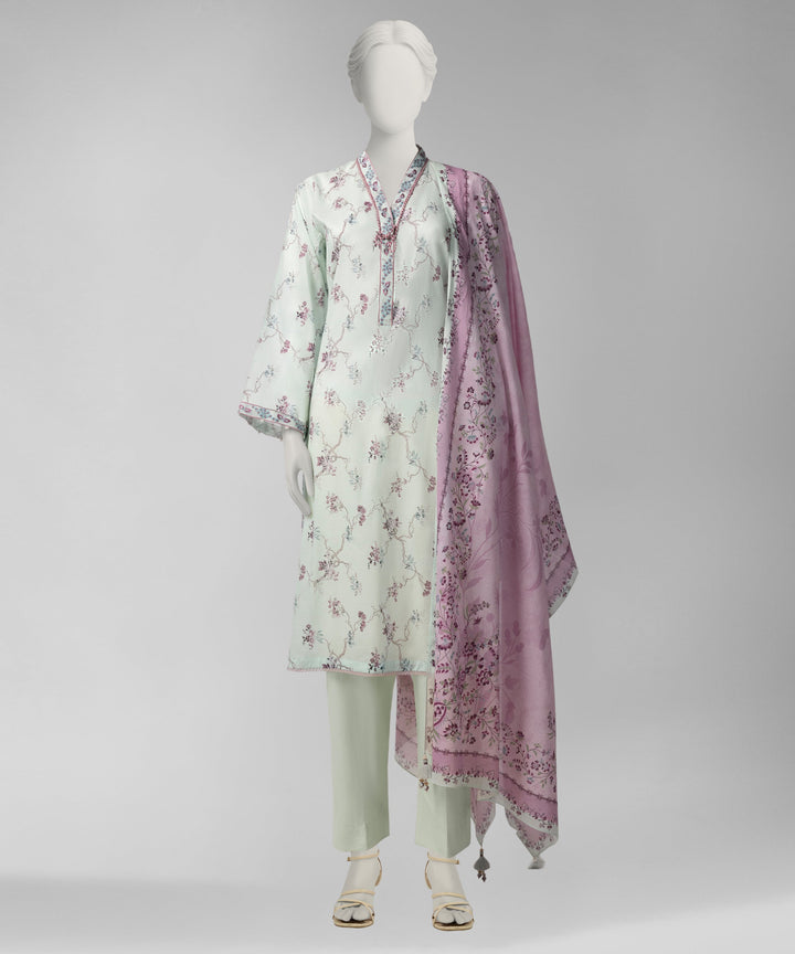 Lawn Multicolor Unstitched Suit - J. Junaid Jamshed
