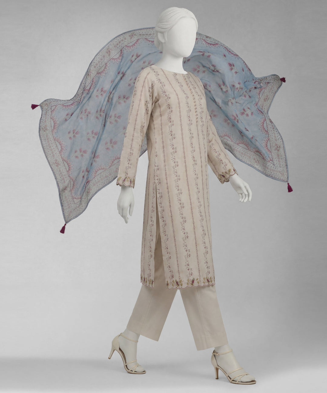Lawn Multicolor Unstitched Suit - J. Junaid Jamshed