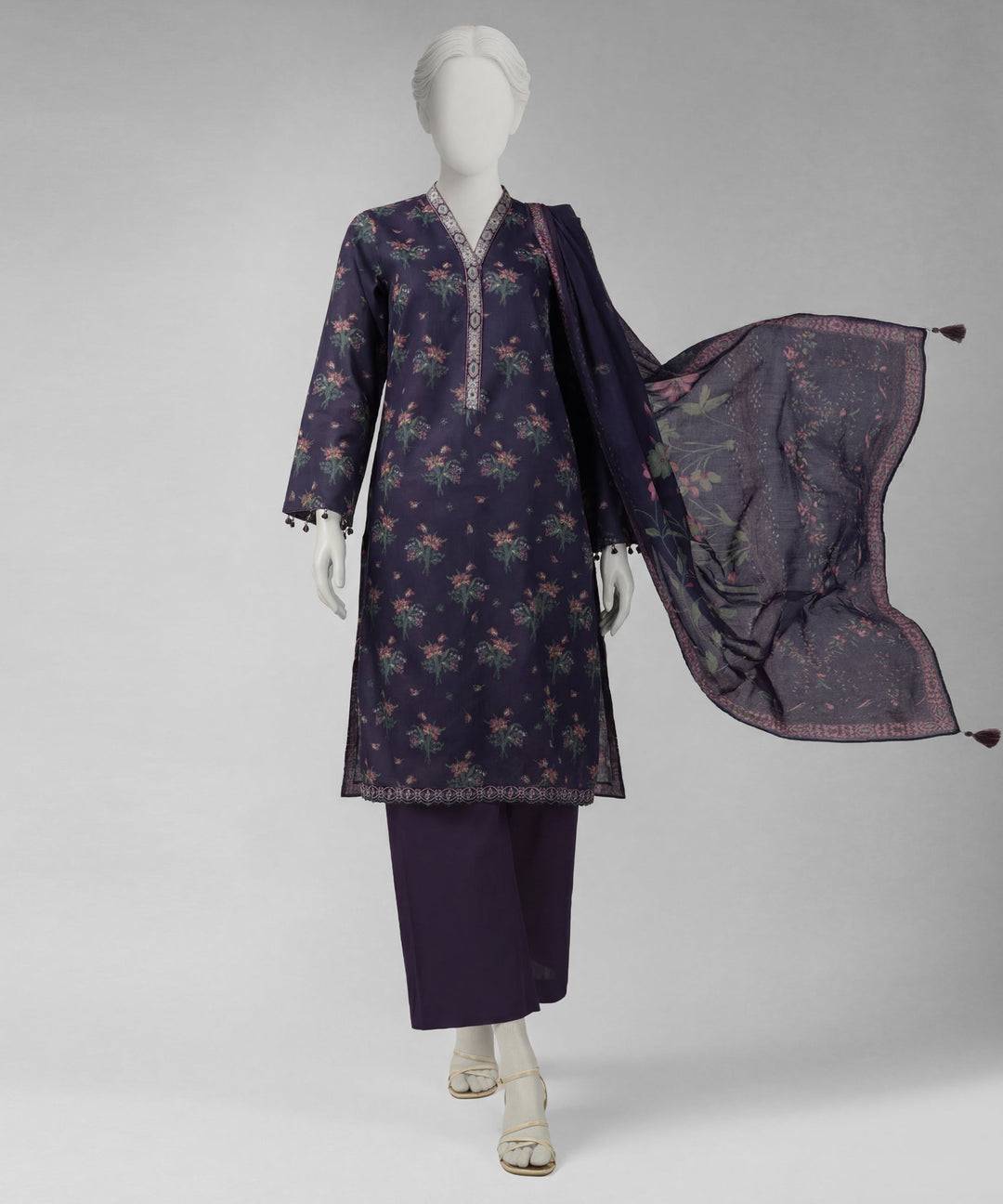 Lawn Multicolor Unstitched Suit - J. Junaid Jamshed