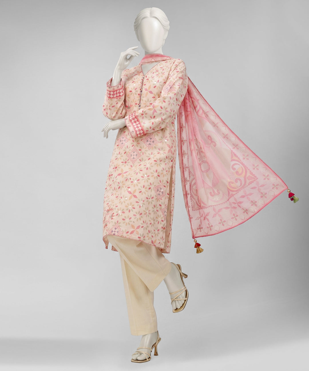 Lawn Multicolor Unstitched Suit - J. Junaid Jamshed