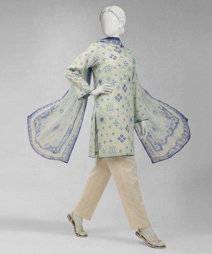 Lawn Multicolor Unstitched Suit - J. Junaid Jamshed