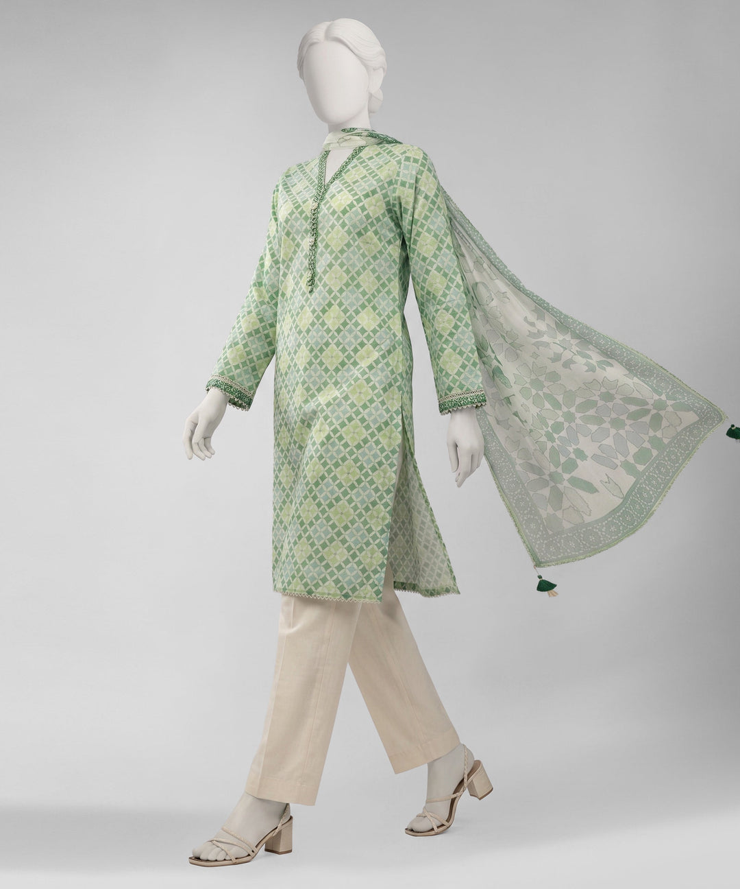 Lawn Multicolor Unstitched Suit - J. Junaid Jamshed