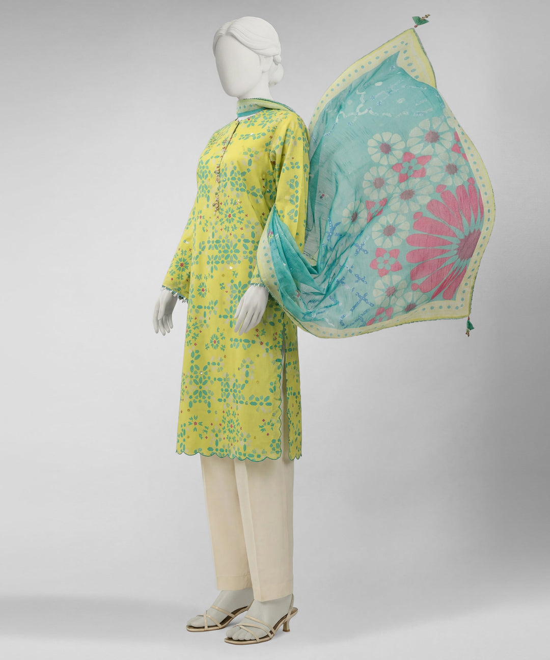 Lawn Yellow Unstitched Suit - J. Junaid Jamshed