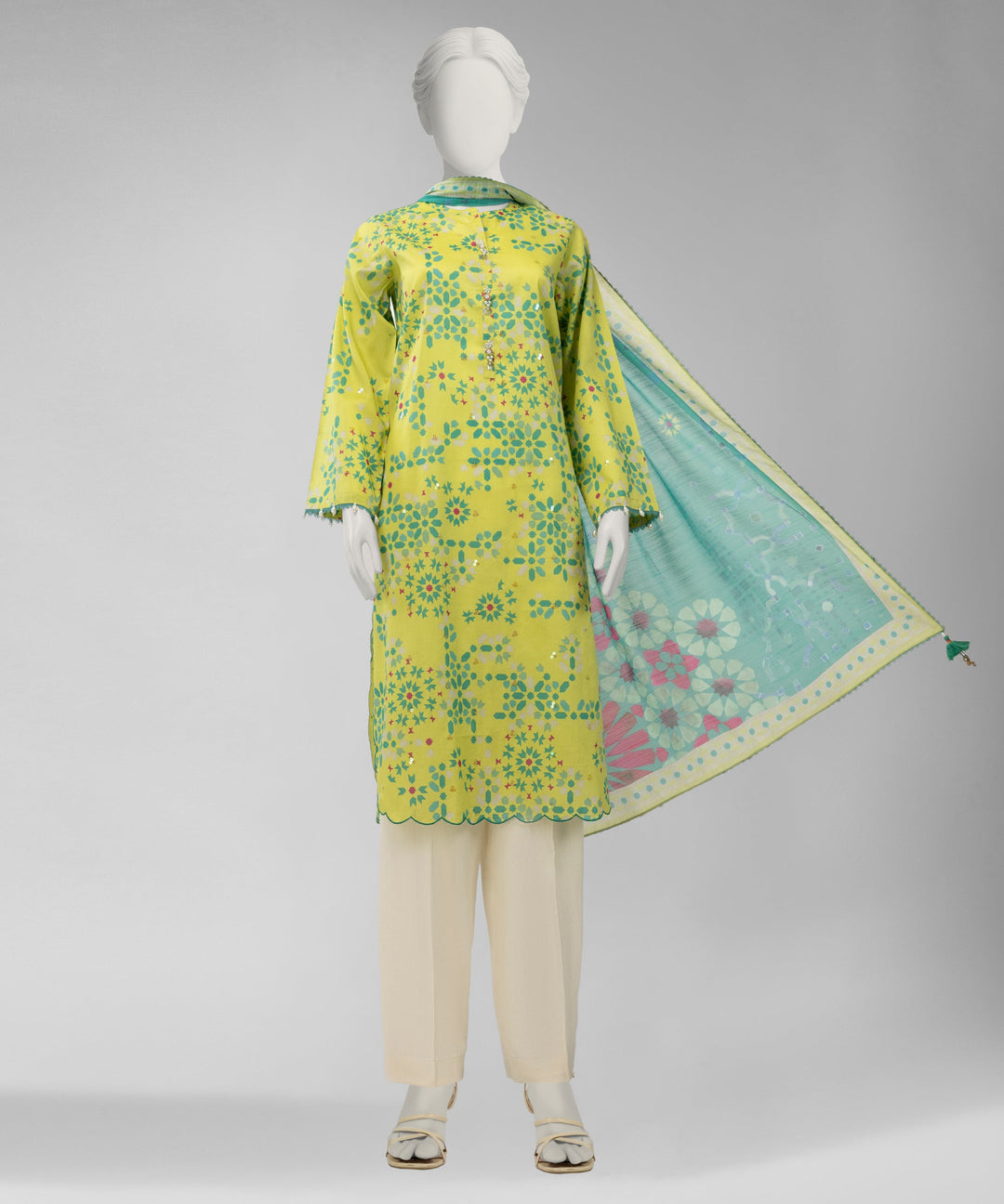 Lawn Yellow Unstitched Suit - J. Junaid Jamshed