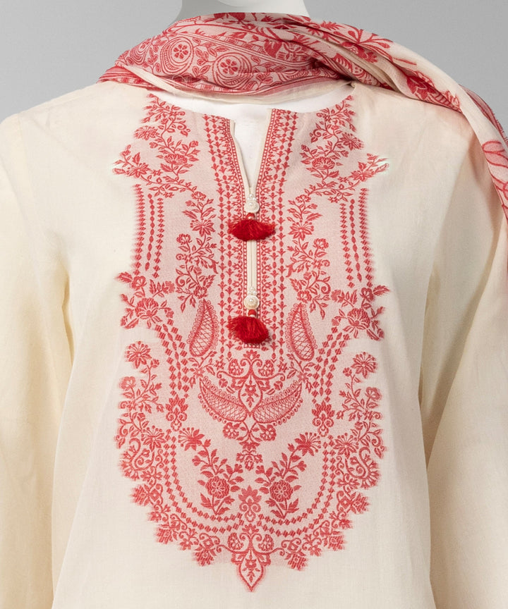 Jacquard Cream Unstitched Suit - J. Junaid Jamshed