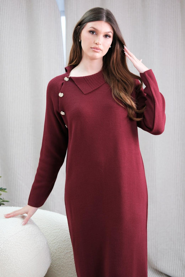 Mirren Burgundy Knit Dress
