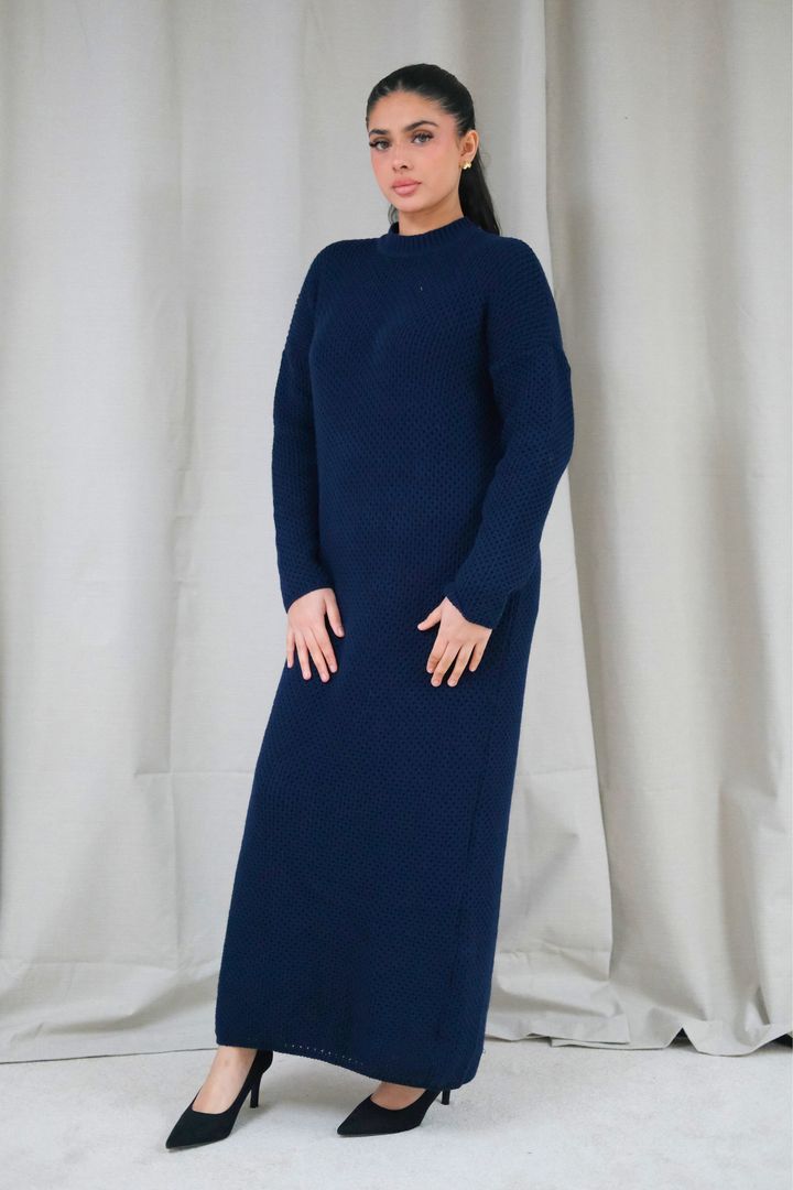 Alma Navy Knit Dress