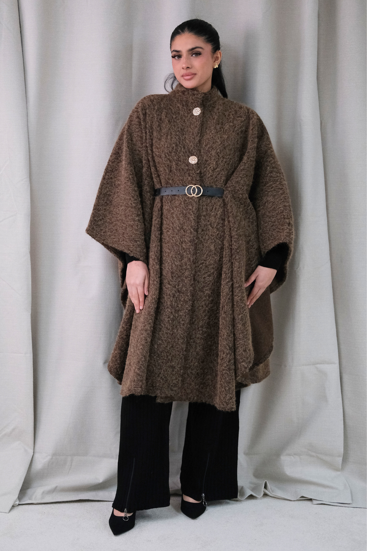 The Alara Brown Belted Cape