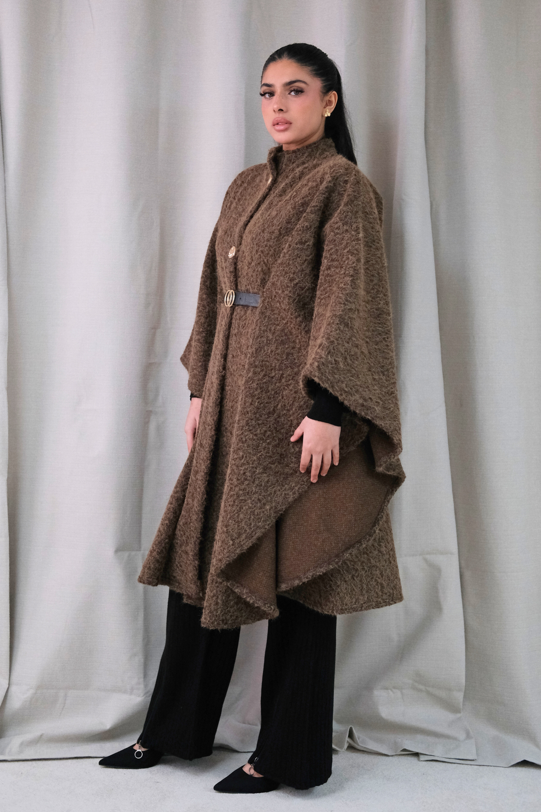 The Alara Brown Belted Cape