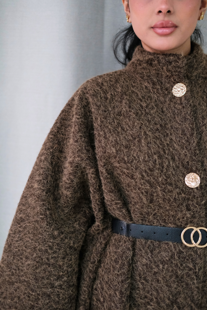 The Alara Brown Belted Cape