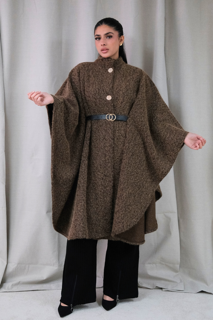 The Alara Brown Belted Cape