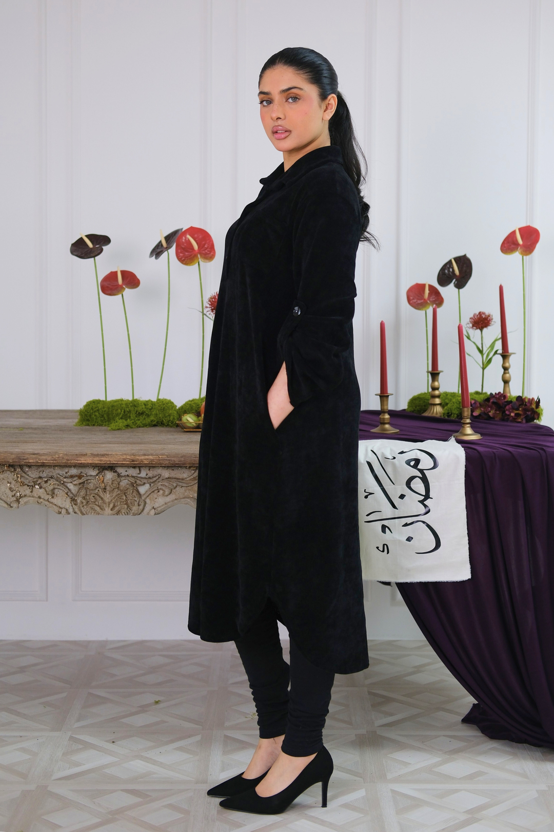 Soft Cord Black Midi