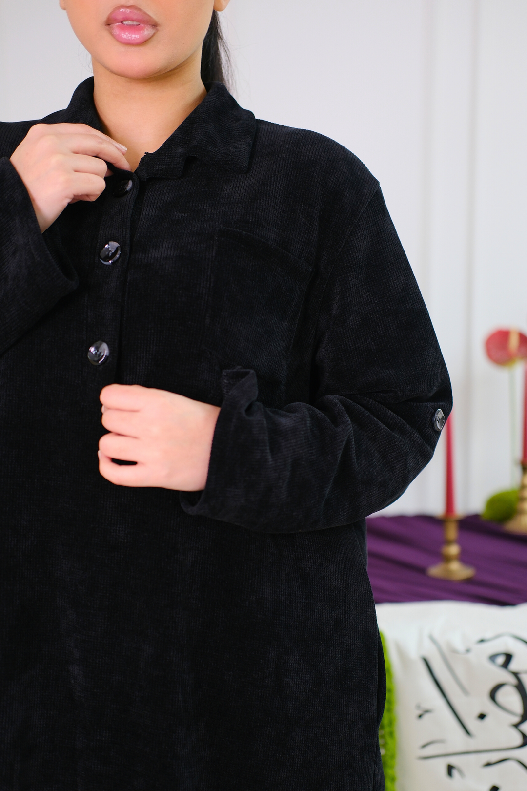 Soft Cord Black Midi