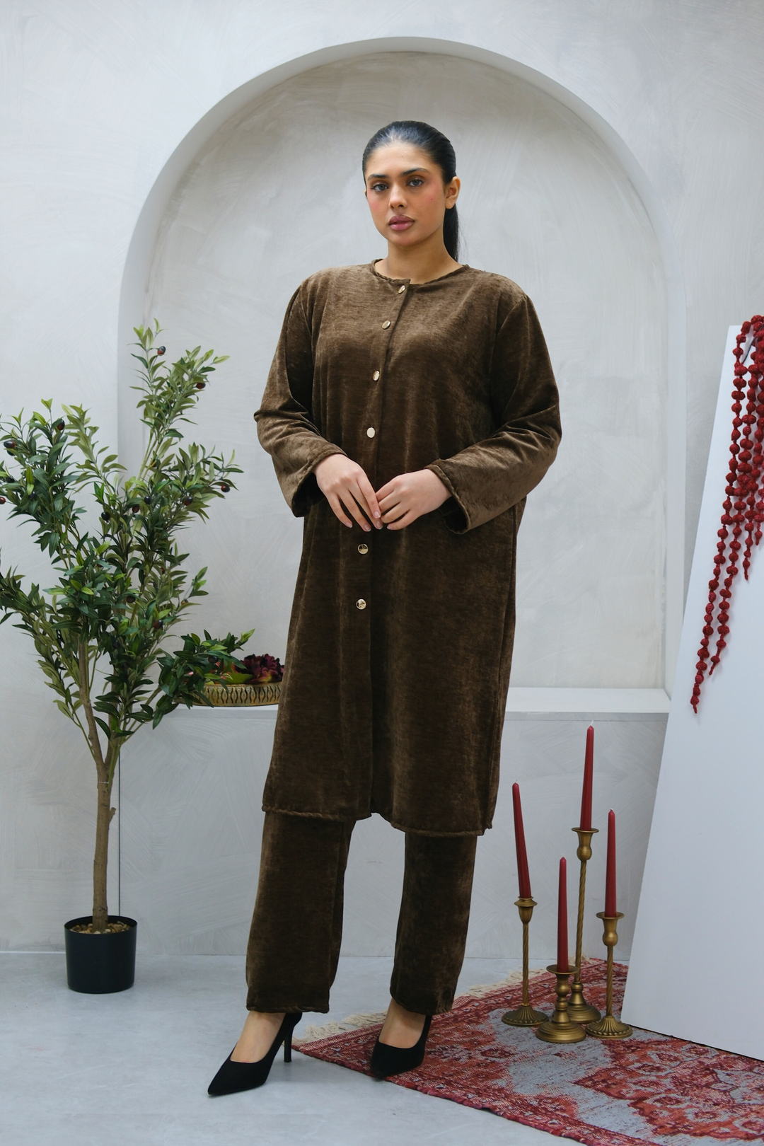 Lume Buttoned Brown Co-Ord