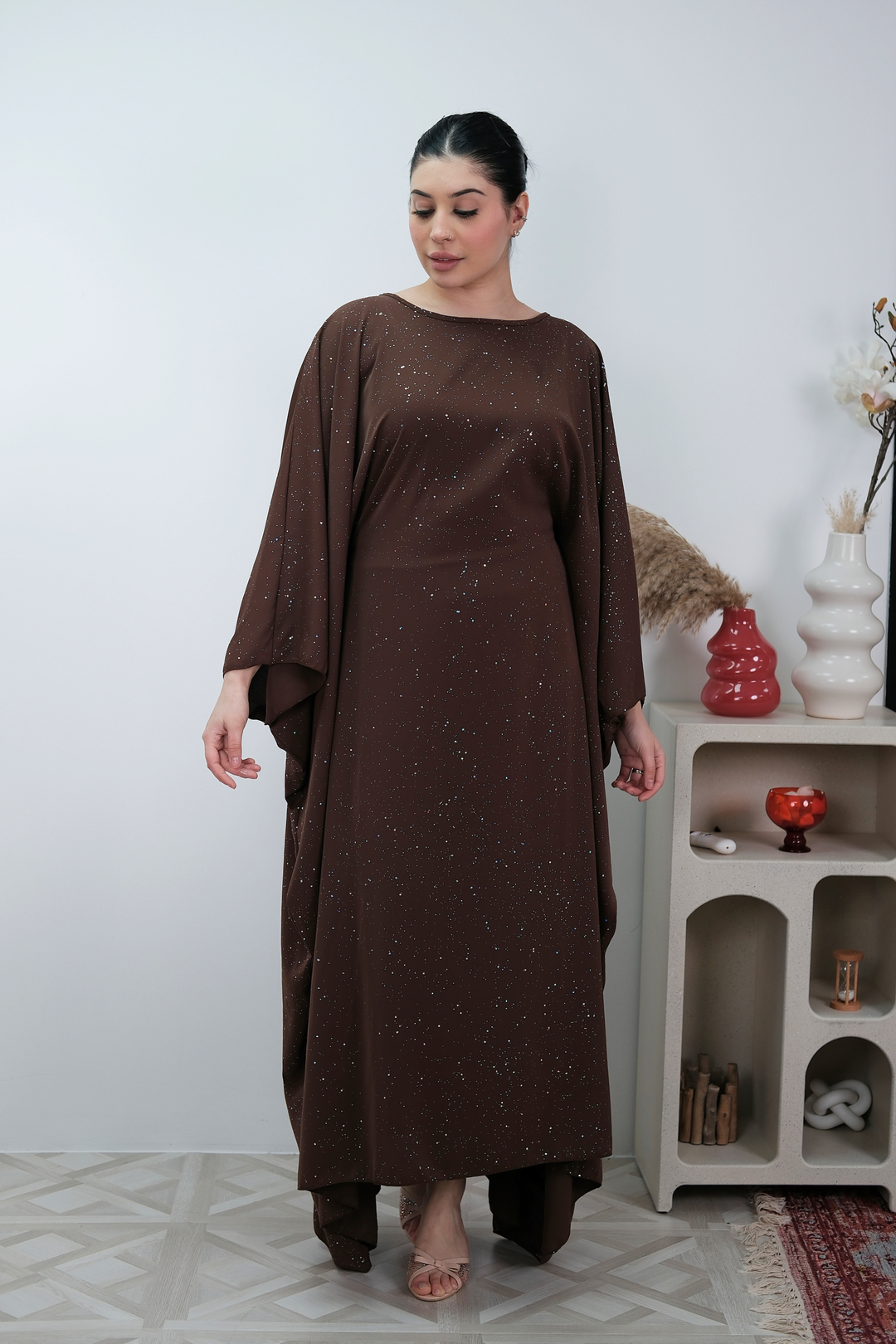 Solea Brown Drape Kaftan