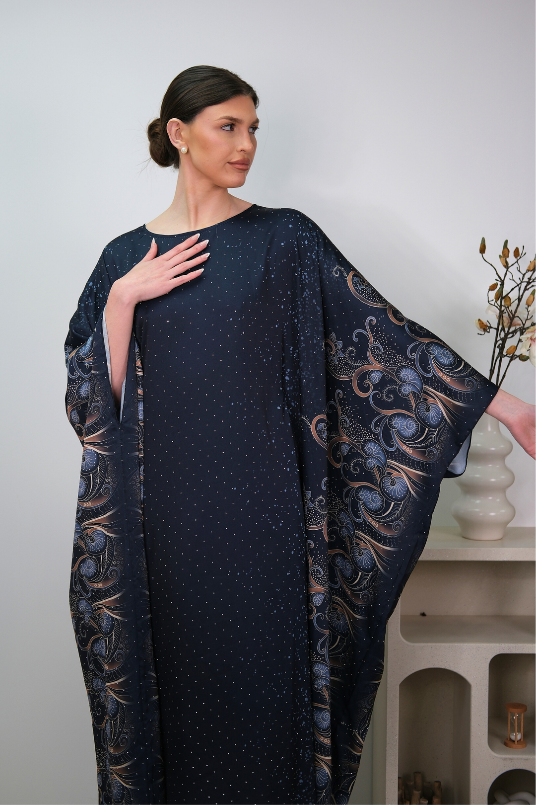 Raya Navy Printed Kaftan
