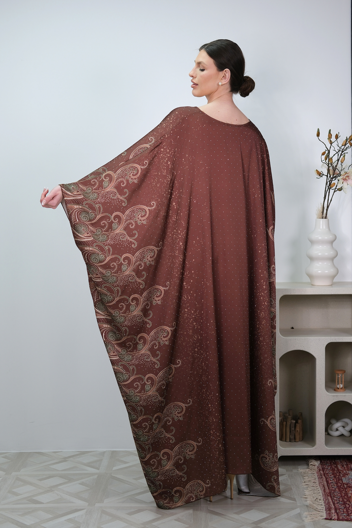 Raya Brown Printed Kaftan