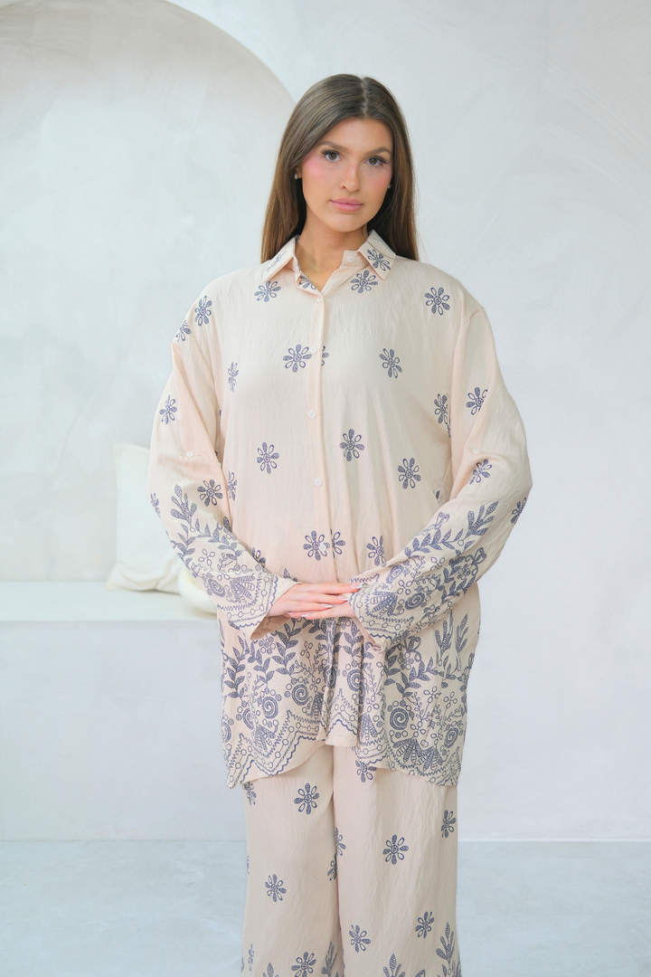 Indigo Fleur Cream Co-Ord