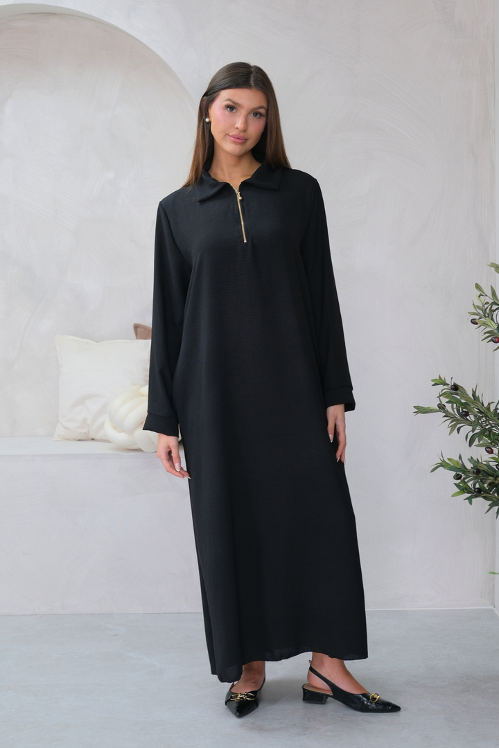 Aura Zip Black Dress