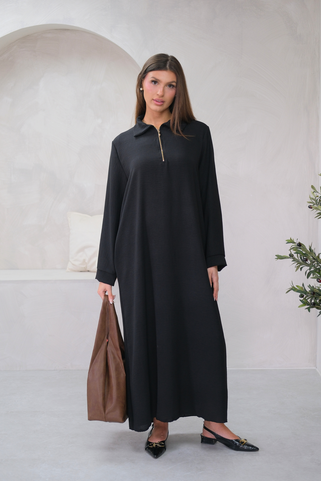 Aura Zip Black Dress
