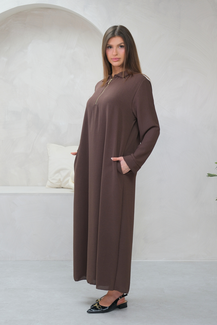 Aura Zip Brown Dress