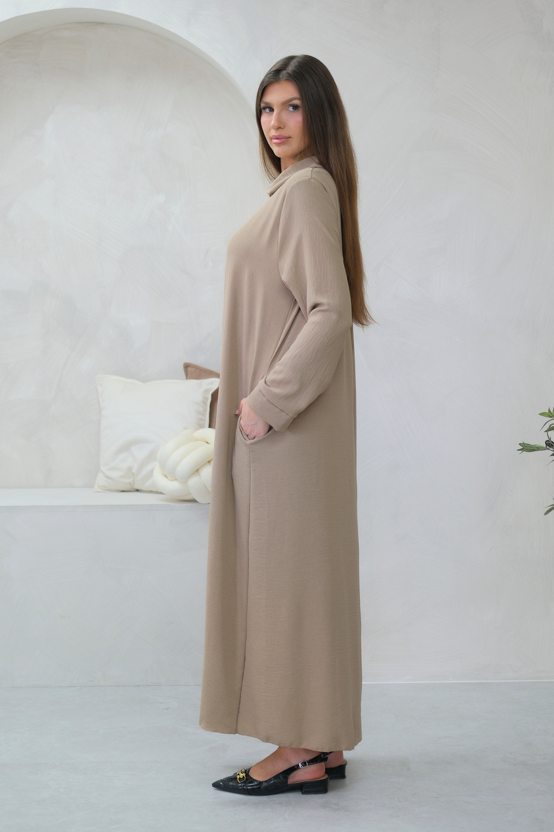 Aura Zip Beige Dress