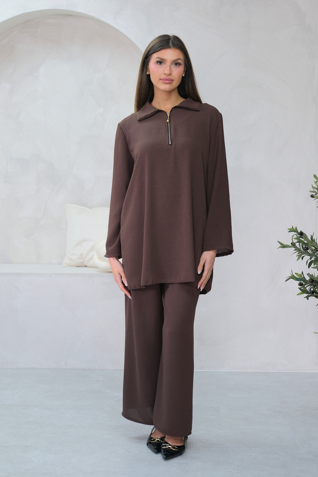 Noir Zip Brown Co-ord