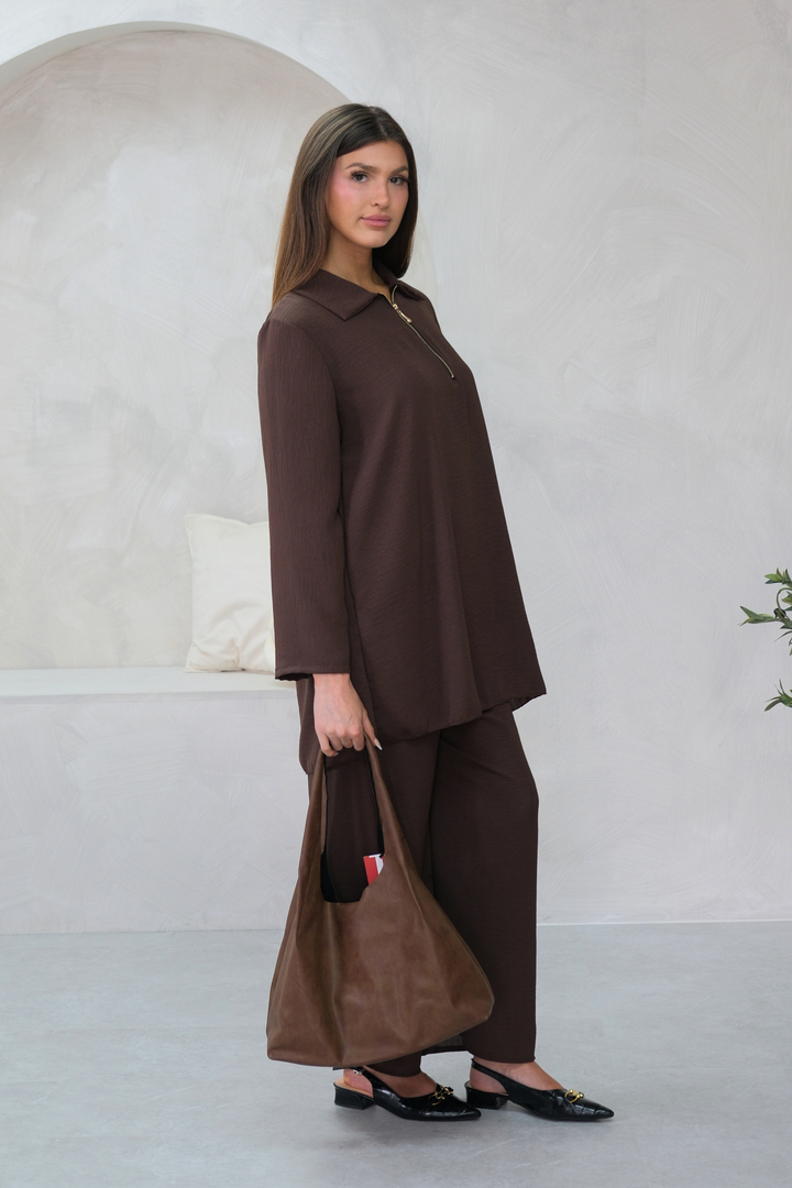 Noir Zip Brown Co-ord