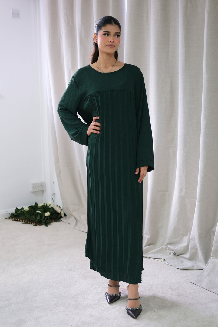 Aria Green Pleated Dress
