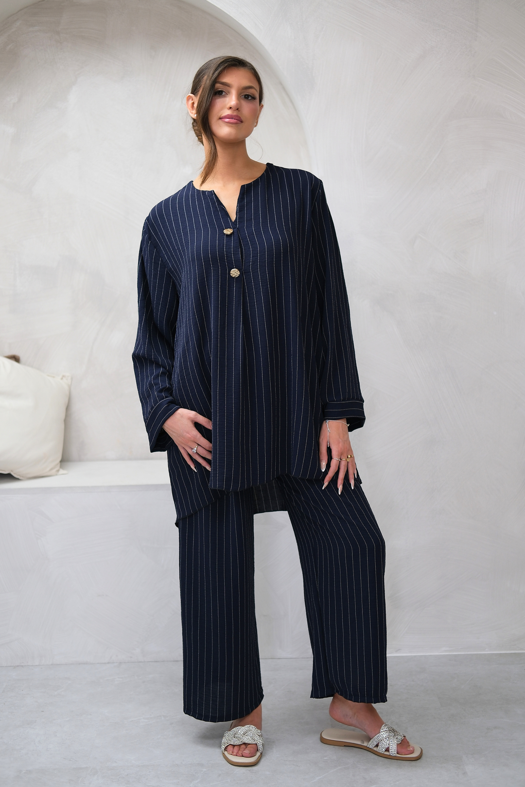 Dark Navy Pinstripe Co-Ord