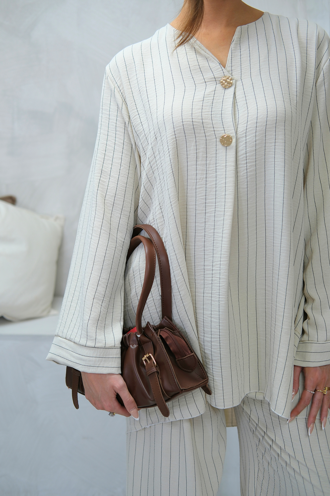 Stone Pinstripe Co-Ord