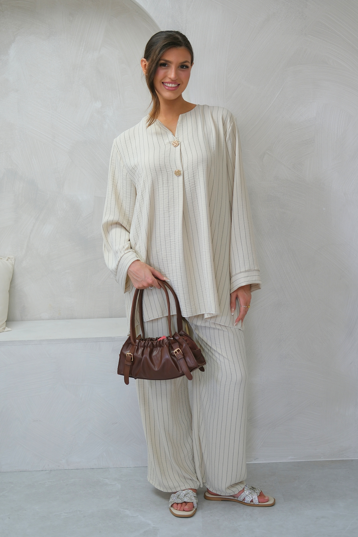 Stone Pinstripe Co-Ord
