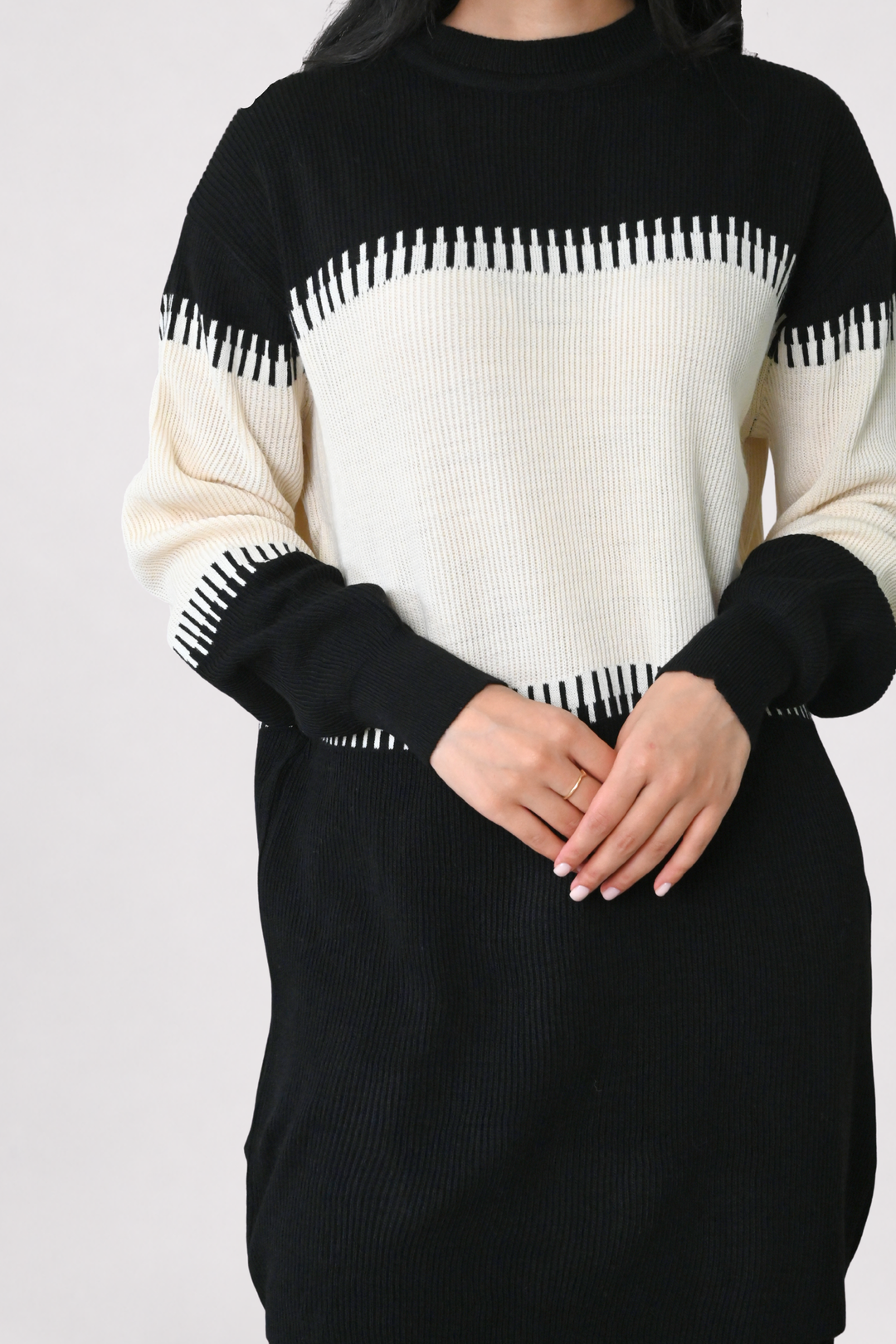 Black Contrast Knit Co-Ord