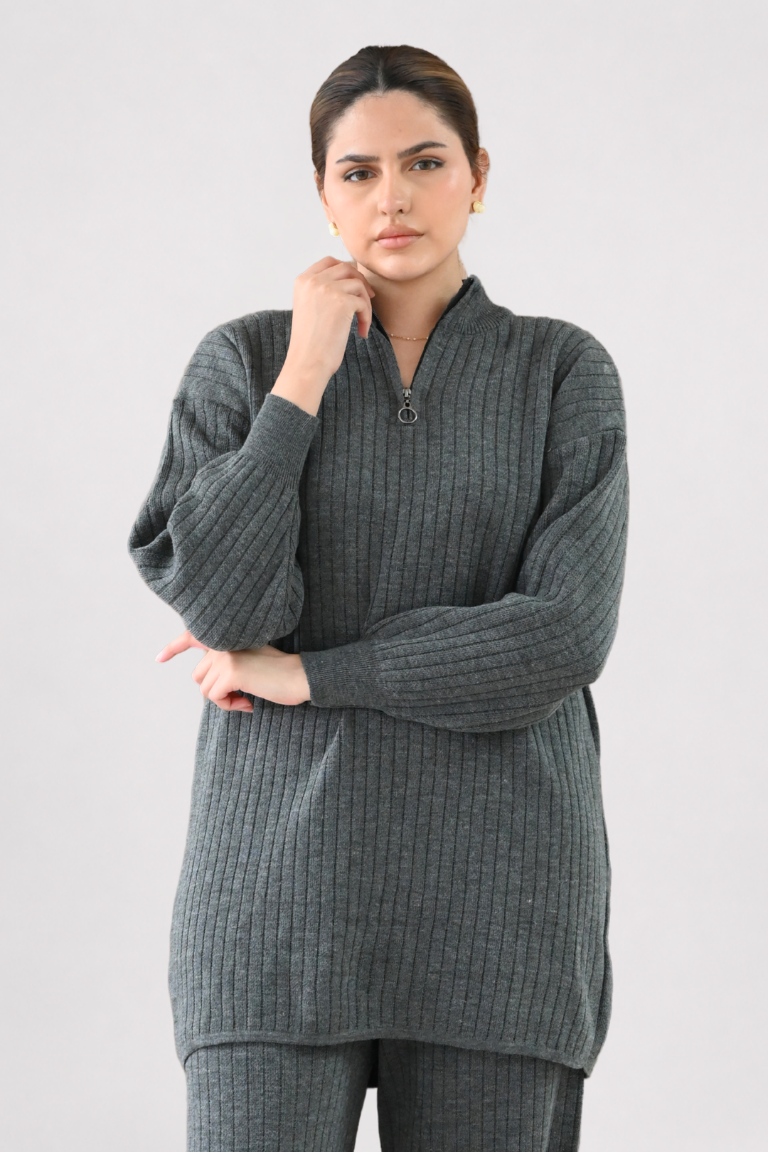 Grey Ribbed Knit Co-ord