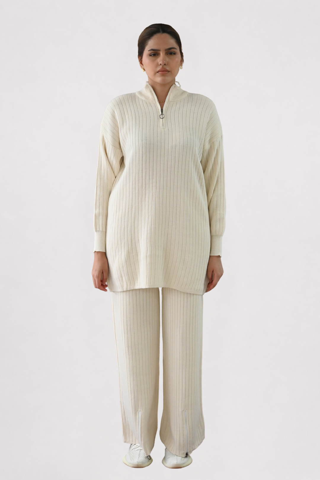 Cream Ribbed Knit Co-ord