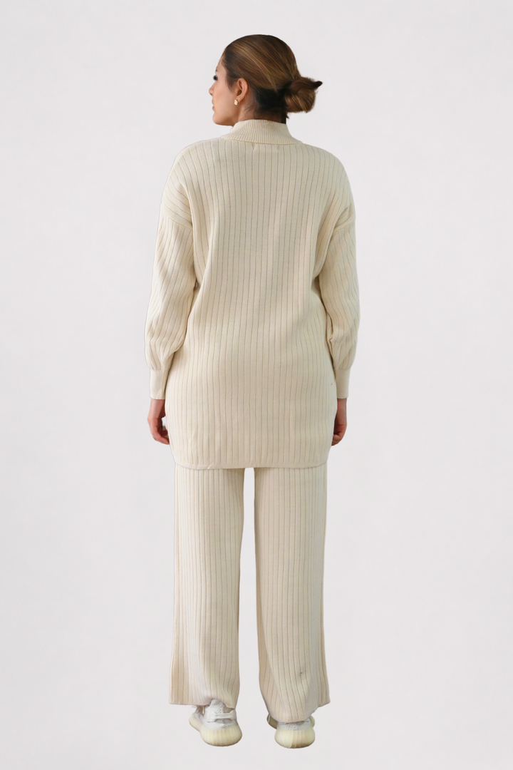 Cream Ribbed Knit Co-ord