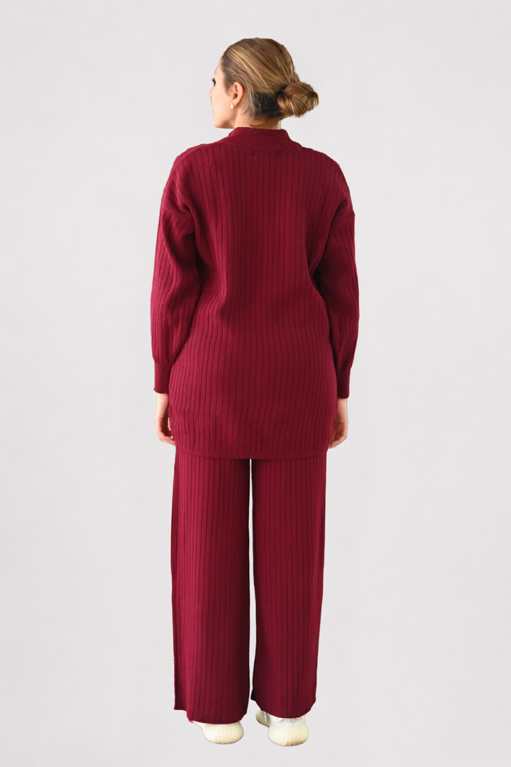 Wine Ribbed Knit Co-ord