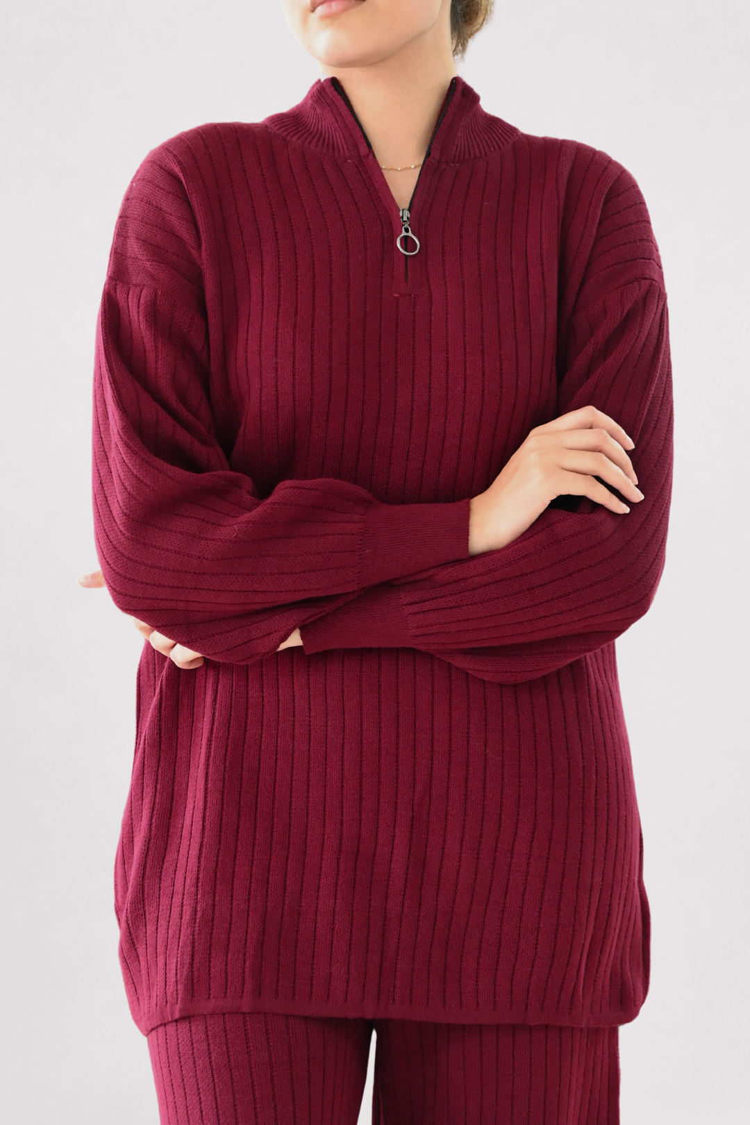 Wine Ribbed Knit Co-ord
