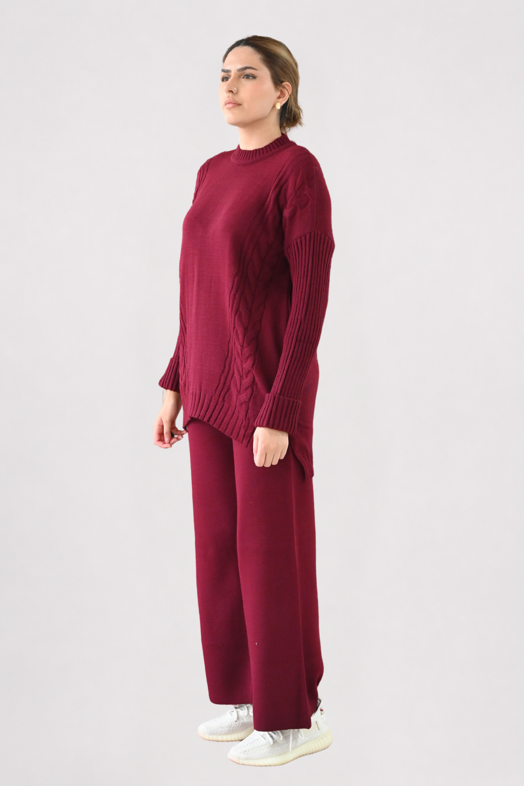 Wine Cable Knit Co-ord