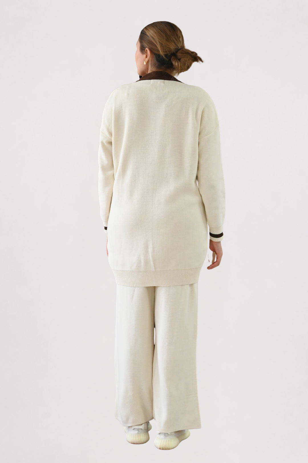 Cream Contrast Trim Knit Co-ord