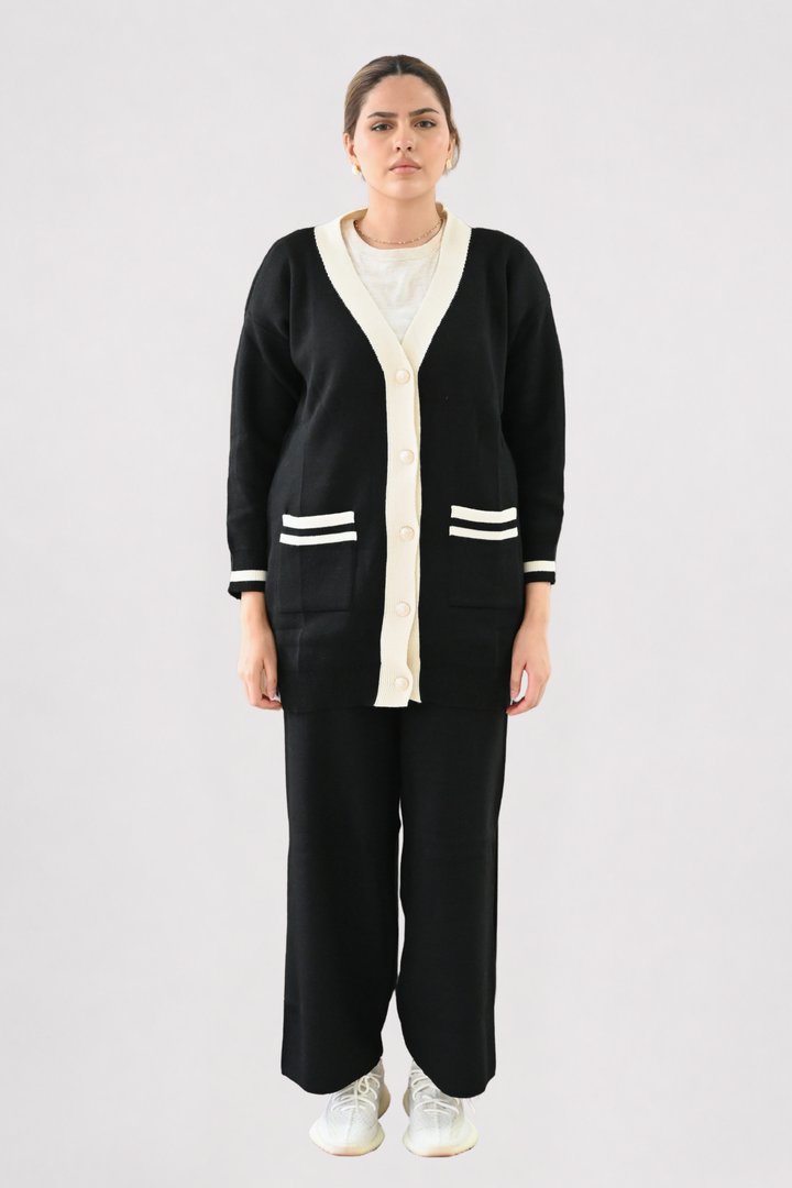 Black Contrast Trim Knit Co-ord