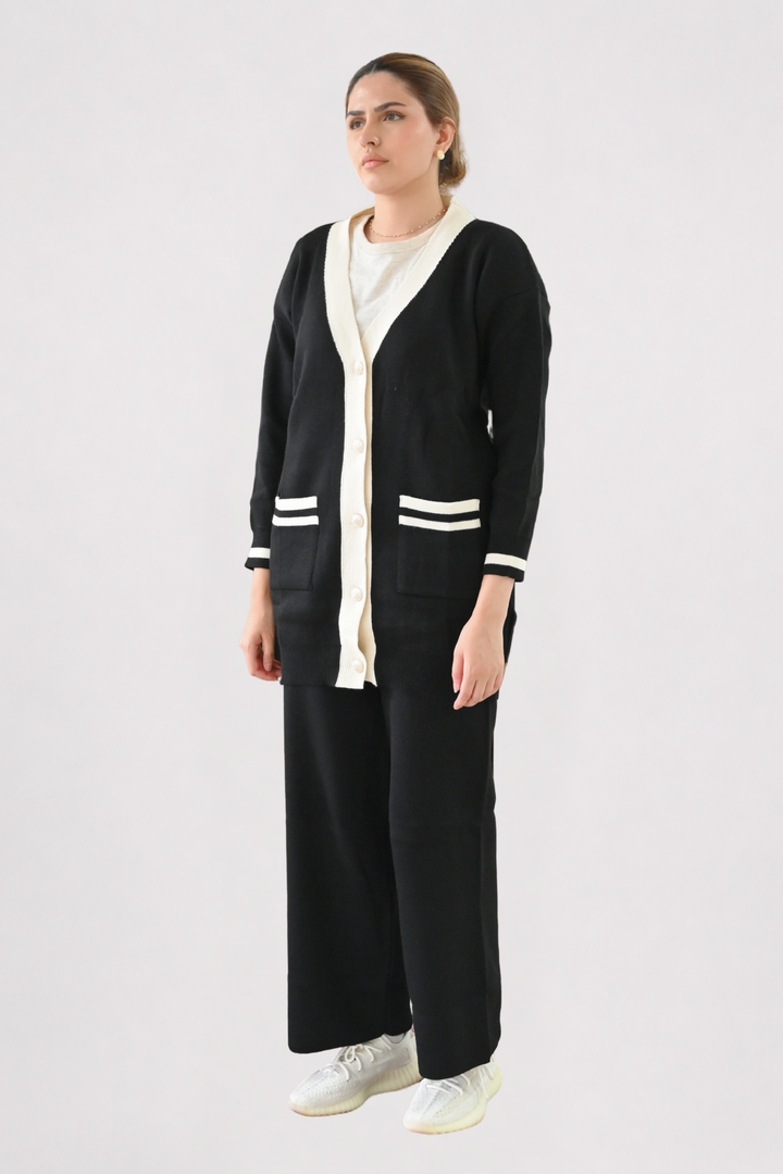 Black Contrast Trim Knit Co-ord