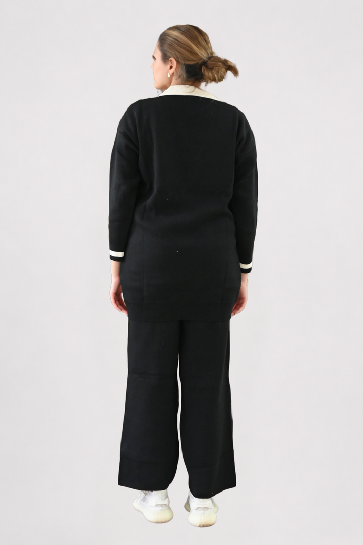 Black Contrast Trim Knit Co-ord