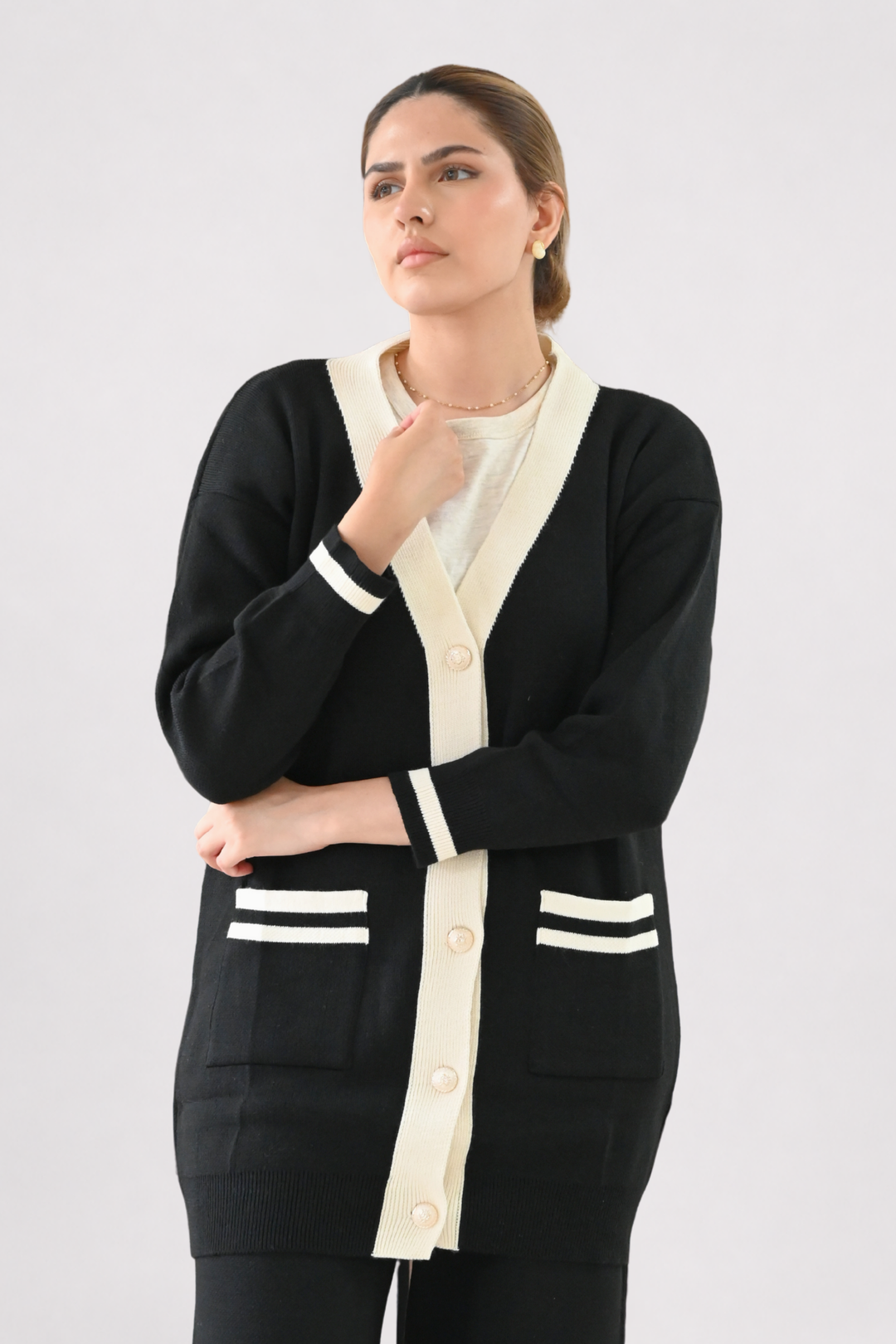 Black Contrast Trim Knit Co-ord
