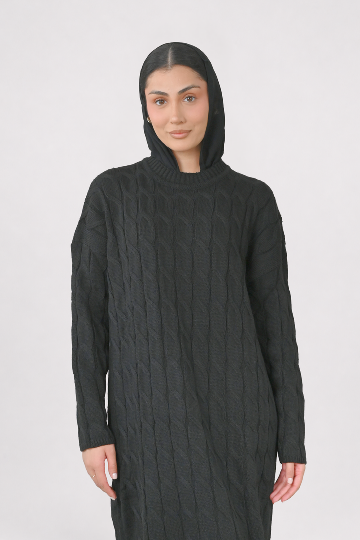 Black Cable Knit Dress