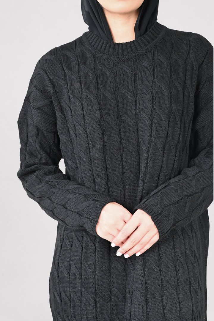 Black Cable Knit Dress
