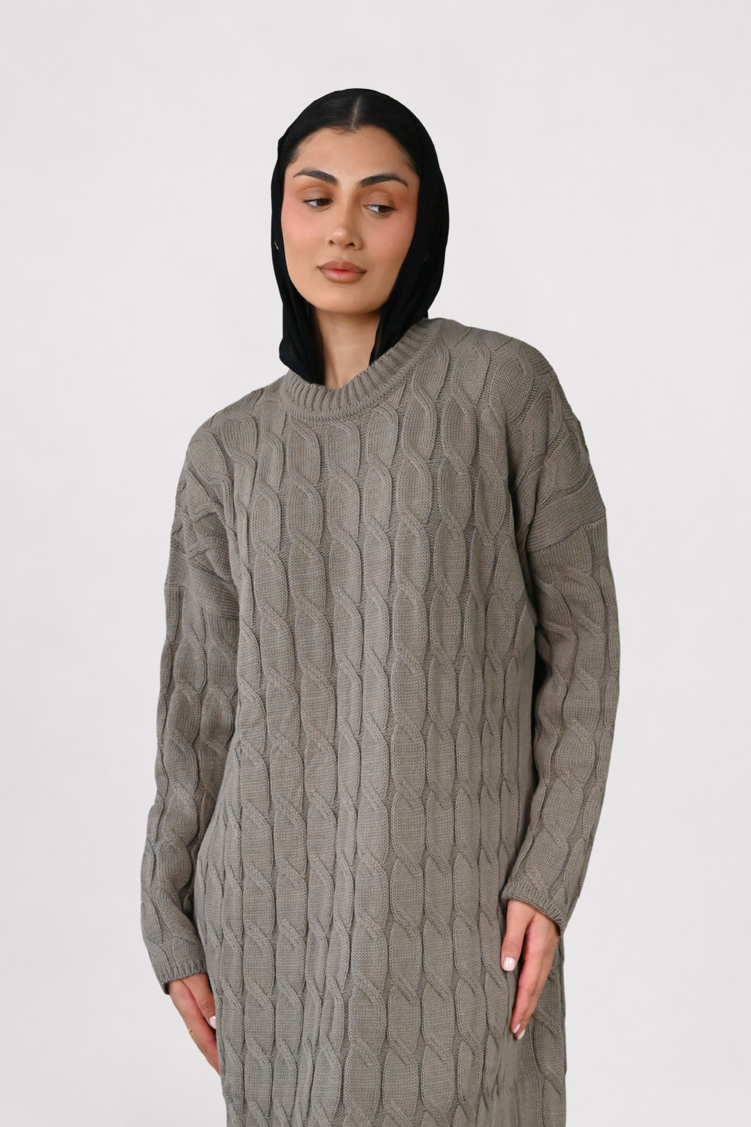 Mocha Cable Knit Dress