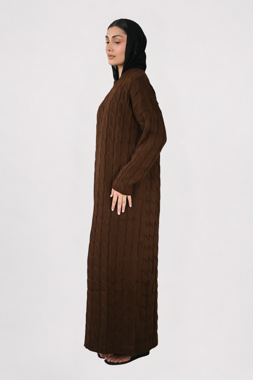 Brown Cable Knit Dress