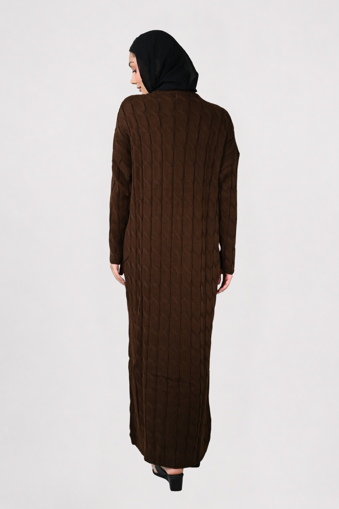 Brown Cable Knit Dress
