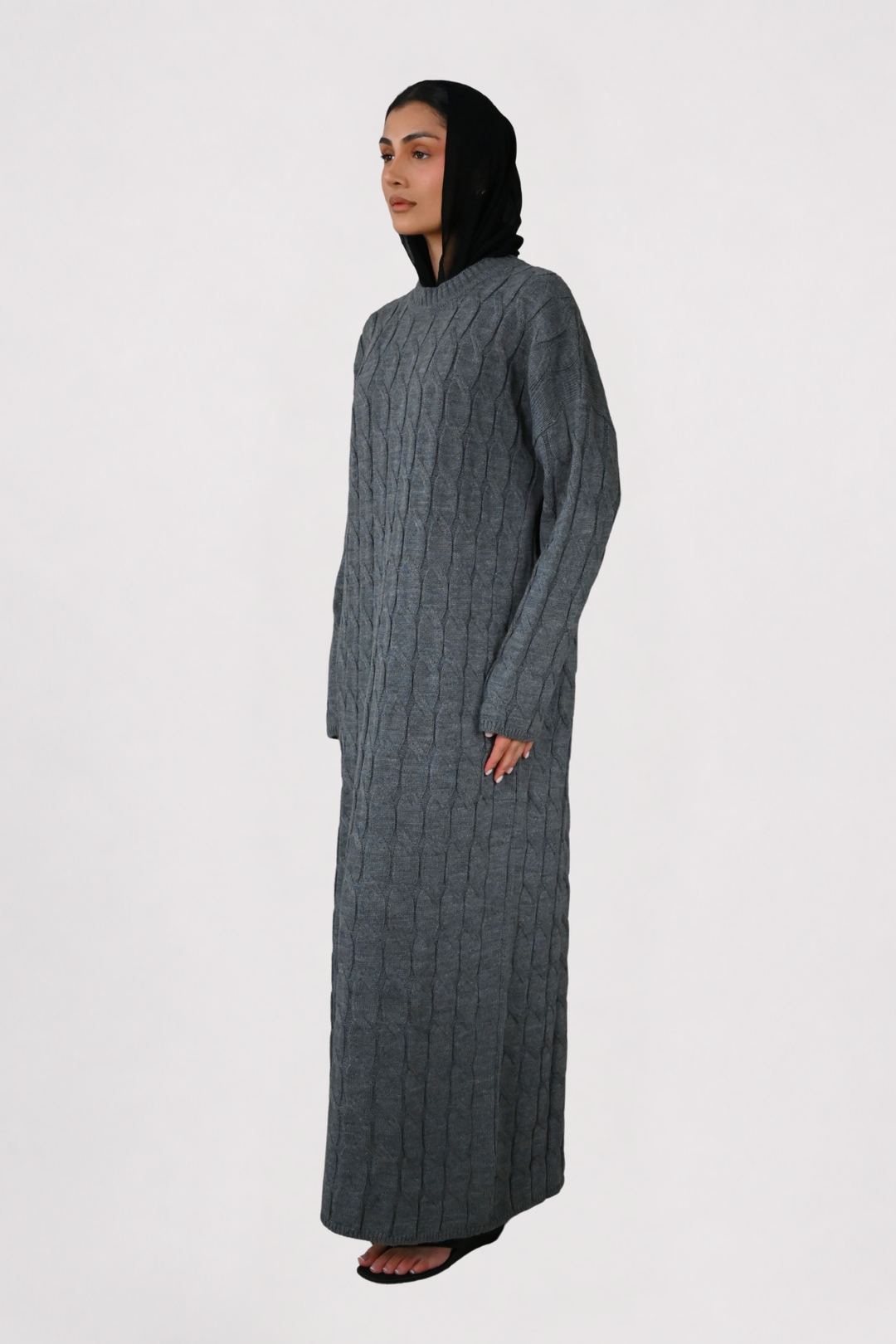 Grey Cable Knit Dress